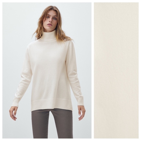 NWT. Massimo Dutti Cream Wool/Cashmere Blend Long Sweater. SIze L. - Picture 1 of 9